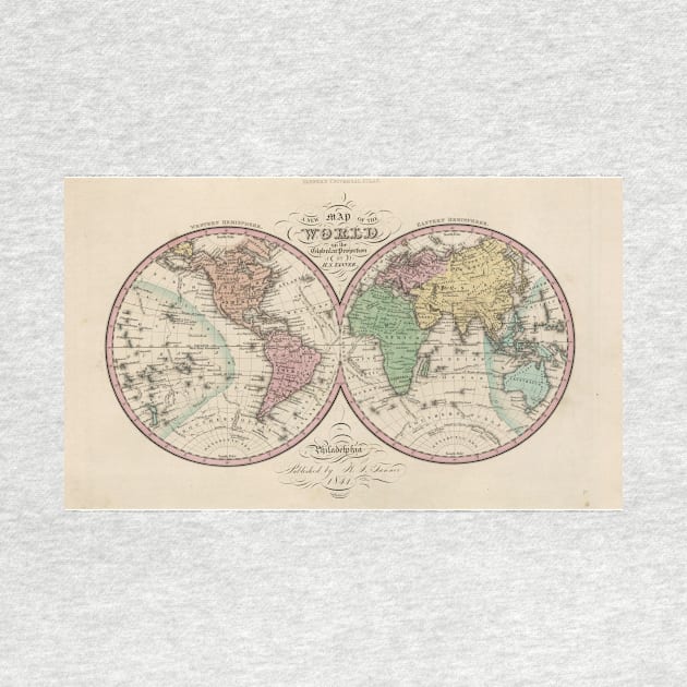 Vintage Map of The World (1842) by Bravuramedia